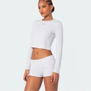 Edikted Gray Foldover Shorts